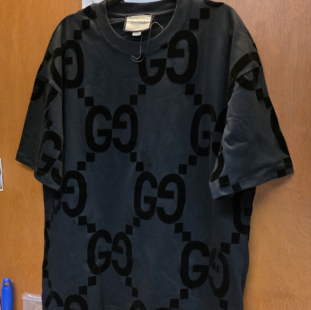 2024 Edition Gucci GG Flocked Print 100% Cotton T-shirt XL - Picture 15 of 16